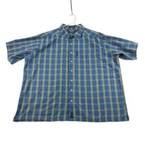 Rough Stock  Button Down Shirt Plaid Short Sleeve Pearl Snap– Size XXL